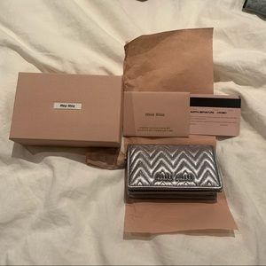 AUTHENTIC!! NWT - Silver Miu Miu Wallet with Box